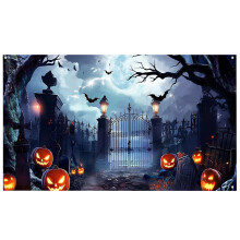 Bannière en tissu pour porte de garage d'Halloween