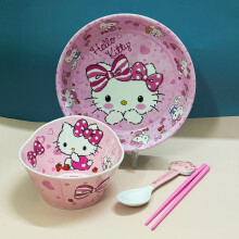 Cartoon KT Cat Melamine Children's Bowl Set