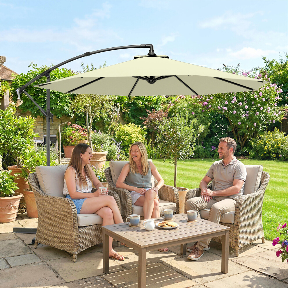 Outsunny 3(M) Banana Parasol Cantilever Umbrella Garden