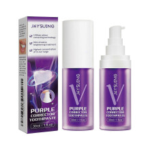 Purple whitening toothpaste cleans teeth stains, tartar, whitens teeth, bad