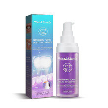 Whitening purple mousse toothpaste cleans teeth, prevents decay, removes tartar