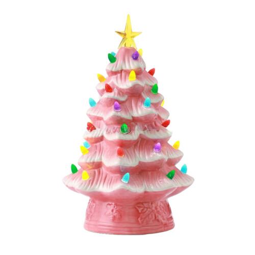 VISALY Small Christmas Tree with Lights Green Vintage 1