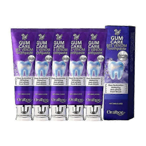 (5PCS) 2026*1-5x Bee Venom Toothpaste for Gum Restoration, Purple Teeth Whitening Toothpaste for Sensitive Teeth