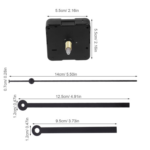 Kit mecanism ceas cu cuarț, negru, 4 seturi cu ace 1