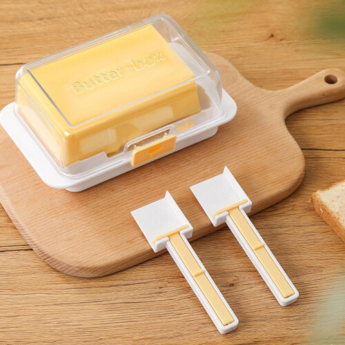 Butter Dish with Lid for Countertop Plastic Cheese-White 2
