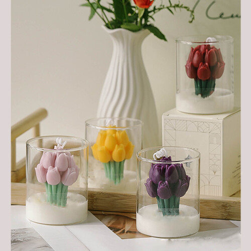 Tulipanformet duftlys i glaskrukke 2