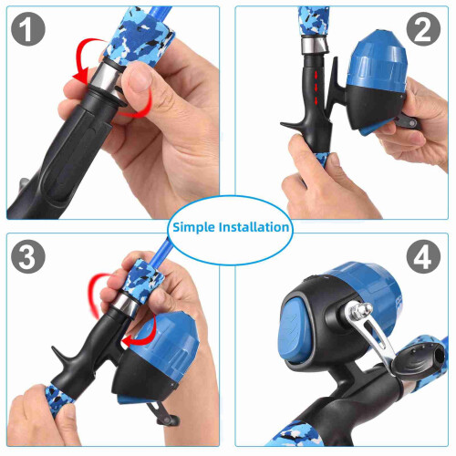 Set canna da pesca telescopica per bambini con mulinello e esche. 2