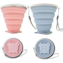 2025 Latest Model 2 Pack Silicone Collapsible Cups for Traveling, 320ml+320ml