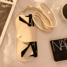 (brown) Eyeglasses Necklace Pouch Case for Women Portable Sunglasses Storage Bag Glasses Holder Clip Hanging Sun Glasses Organizer Lightweight