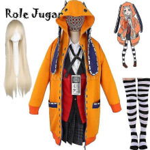 (L, 9PCS set 4) Anime Kakegurui Compulsive Gambler Rune Runa Yomozuki Costume Hoodie Coat Jk Uniforms Jabami Yumeko Cosplay Costume Wig C80a70