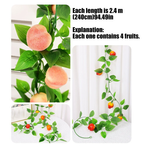 2 Stuks Kunstmatige Fruit Wijnstok 2.4Meter Lange-Fruit B 2