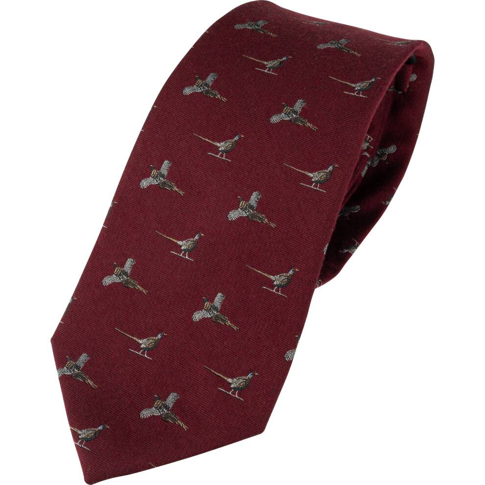 Jack Pyke Pheasant Silk Tie Burgundy Red