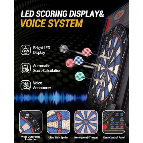 WIN.MAX Soft Tip Dartboard Cabinet Set 38 Games 211 Variants 2