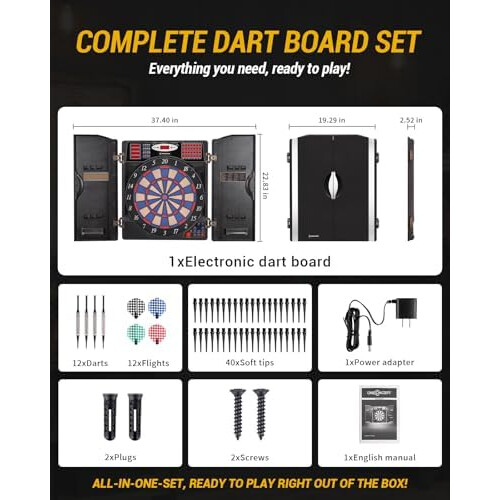WIN.MAX Soft Tip Dartboard Cabinet Set 38 Games 211 Variants 1