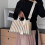 Comfortabele canvas tas schoudertas met magnetische sluiting-Wit 5
