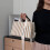 Comfortabele canvas tas schoudertas met magnetische sluiting-Wit 7