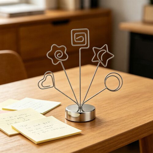 Modern Tabletop Photo Display Tree Round Base 5 Branch-Silver 2