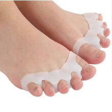 2 Pcs Silicone Toe Separators and Spacers for Overlapping Toes, Bunions, Hammer Toe Pain Relief, White