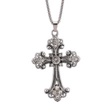 (white) 2025 New Baroque Cross Necklace Men Women Hip Hop Pendant Chain Sweater Jewelry Trendy