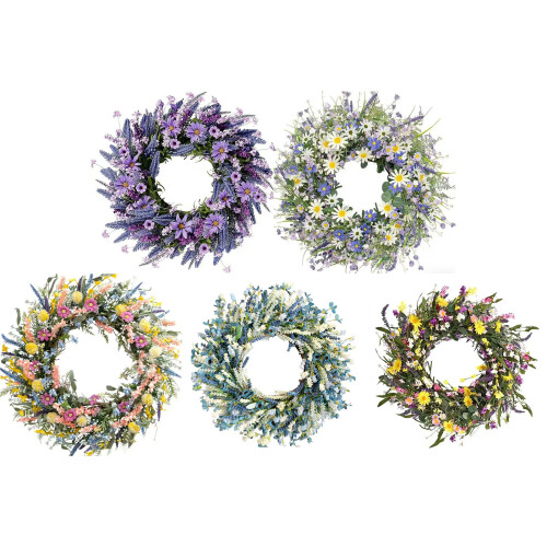 Realistic Artificial Floral Wreath 40X40Cm Spring-Styles  5 1