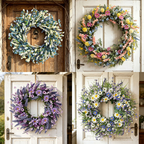 Realistic Artificial Floral Wreath 40X40Cm Spring-Styles  5 2