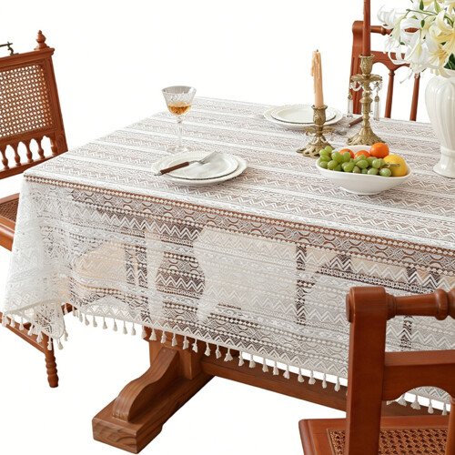 Delicate Crochet Tablecloth Polyester Materials Fit-140*180cm 2