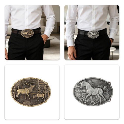 Stylish Oval Belt Buckle Belt Clasp 3d Embossed-ancient silver 2