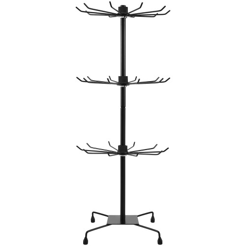 3-Tier Vertical Hat Display Stand Black