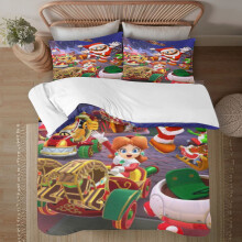 Kerst Mario 3-delige dekbedset, tweepersoonsformaat, zacht microvezel beddengoed voor tieners, mannen, vrouwen en kinderen - 1 dekbed en 2