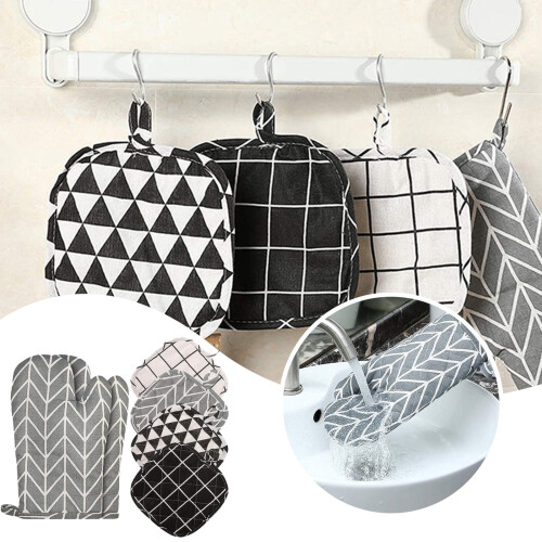 Oven Mitts Set 6-Piece Heat-Resistant Kitchen Pot Holders