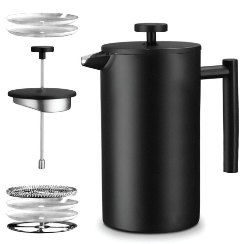 Cafetière à piston à double paroi en acier inoxydable 964 ml (34 oz)