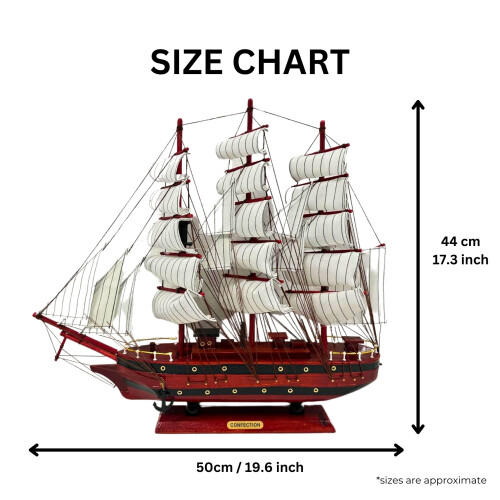 Confection Model Ship 1a With Display Stand Assembled 50cm Handmade 2