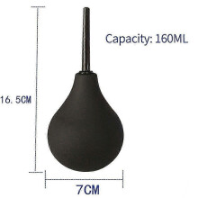 (160ML, Black) Enema Bulb Douche for Men & Women, Reusable Cleaning Silicone Slim Nozzle Douche, Safe Comfortable R