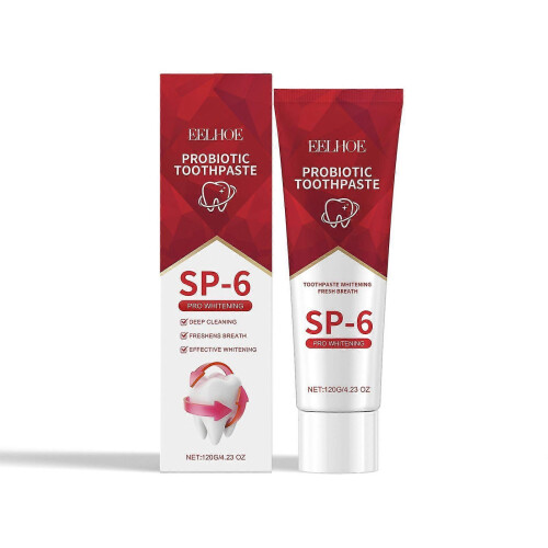Probiotic toothpaste cleans odor and dirt, protects teeth, cleans teeth, protects teeth, a