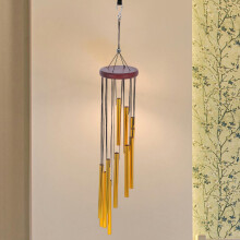 Carillon éolien OUNONA en aluminium, style rustique, doré, pour extérieur.