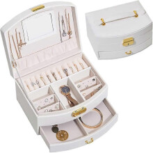 Ladies Portable Double Drawer Jewelry Storage Box (White) 20*16*10CM