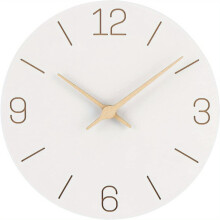 Horloge murale silencieuse en bois de 30 cm (12 pouces) - Ronde, fonctionne avec une pile AA
