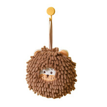Serviette à mains en chenille avec boucle de suspension, marron, 17 x 17 cm