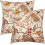 Conjunto de 2 capas de almofada com estampa floral de pássaros, cor laranja queimado, 40x40cm (16x16 polegadas). 1