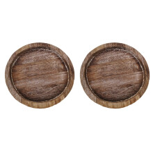 Plateau de service rond en bois – Plateau décoratif rustique, 29 cm