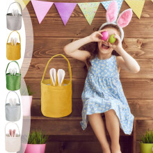 Paniers de Pâques Wzzjkit, panier lapin de Pâques pour enfants, jolis sacs seau de Pâques avec poignées, sacs cadeaux lapin pour ranger les