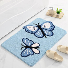 Badkamermat met vlindermotief, blauw, 24x36 inch, antislip.