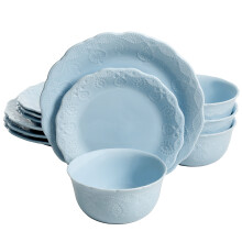 Pioneer Woman Cowgirl Lace 12-Piece Dinnerware Set, Light