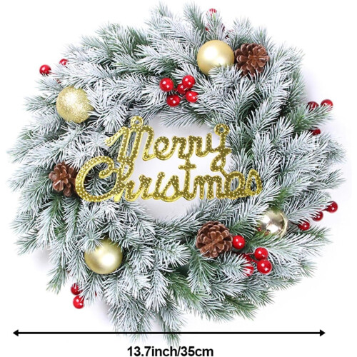 Gylden kunstig julekrans 35 cm 1