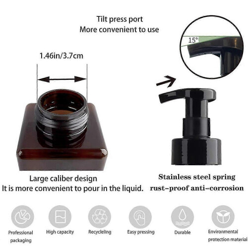 2 Pack Foaming Soap Dispenser 15Oz Plastic Pump Bottle - Brown 450Ml 2
