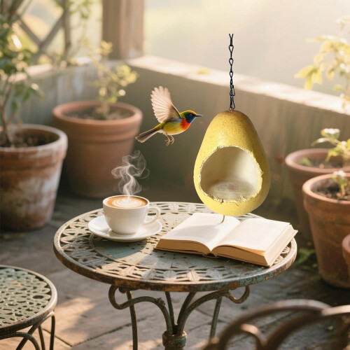 Mangeoire à oiseaux en résine en forme de fruit, 14 cm 1
