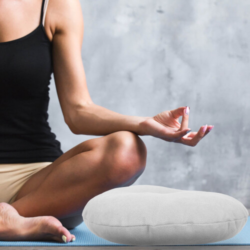 Pernă de podea din pluș gri pentru meditație 2