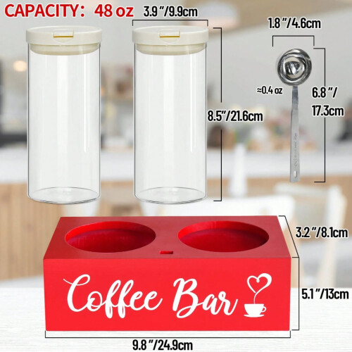 Bambus-Kaffeestation-Organizer mit 2 x 48-oz-Glasbehältern 1