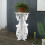 Farmhouse Round Side Table Rustic Wood White 6