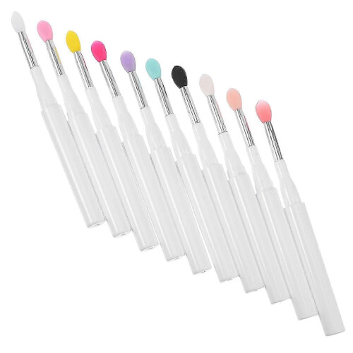 Assorted Color Silicone Lip Brush Makeup Accessory 10Pcs with Lid 2